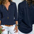 thumbnail image 2 of Chemise Décontractée pour Femmes, Unie, à Manches Longues, Col Rabattu, avec Poches, Boutonnée devant, 2 of 9
