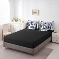 thumbnail image 4 of YST Navy Blue Square Comforter Set For Teen Boys Queen Lack White Grey Geometric 7 Piece Bed In A Bag Geometry Striped Bedding Set For Kids Men,Abstract Line Grids Bed Set, 4 of 5