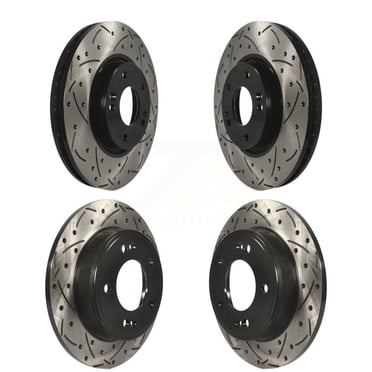 DS-One Front Rear Coated Drilled Slotted Disc Brake Rotors Kit for Car Kia Forte Hyundai Veloster Forte5 Koup KD-100286