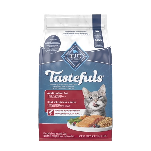 Blue Buffalo Tastefuls Dry Food, Adult Indoor Cat, Salmon and Brown Rice 2.2kg
