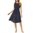 thumbnail image 1 of INSPIRE CHIC Robe Midi à Fleurs pour Femme Été Décontractée Invitée de Mariage Sans Manches m Bleu Foncé, 1 of 7