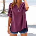 thumbnail image 2 of Baberdicy Oversized Collar Shirts - Women's Loose Fit Solid Color Tops (Breathable Linen, Office to Weekend) Red XL, 2 of 8