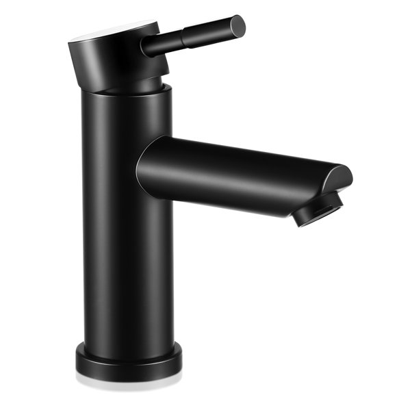 OULII Unique Shape Bathroom Water Tap Faucet Black Stainless Steel 1 Set