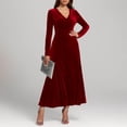 thumbnail image 5 of Enjoytime Robes de Soirée pour Femmes Couleur Unie Col en V Manches Longues Robe Maxi en Velours Doré Tendance Élégante Robes de Soirée Bordeaux m, 5 of 5