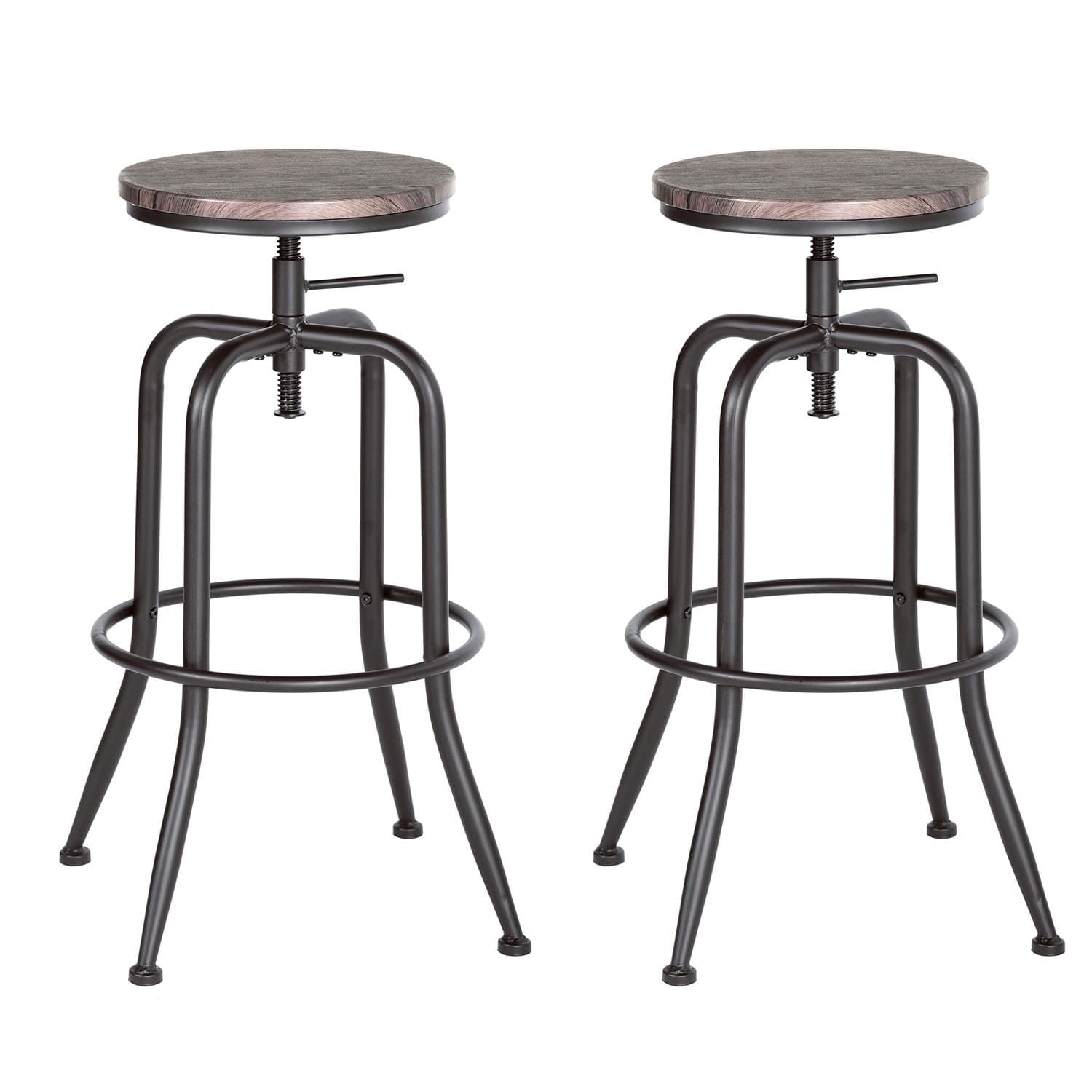 Homylin Ensemble de 2 barstools, chaises de comptoir modernes sans dossier à hauteur réglable de 27.2" à 30.3", ensemble de chaises de bar rondes pour cuisine, salle à manger, bar, pub, petit déjeuner