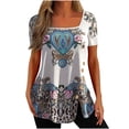 thumbnail image 1 of Birdeem Mode Femme Blouse Imprimée Décontractée Manches Courtes T-Shirt Été Boutons Hauts, 1 of 3