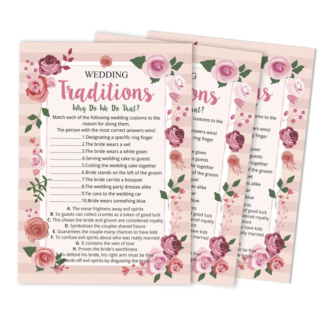 Inkdotpot 50-PackFloralWhy Do We Do That Bridal Wedding ShowerGameBachelorette Party ActivityGameCards