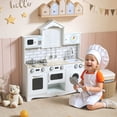 thumbnail image 2 of Qaba Cuisine de Jeu pour Enfants avec Bouton d'Interrupteur et Son, Horloge Intégrée, Blanc, 2 of 10