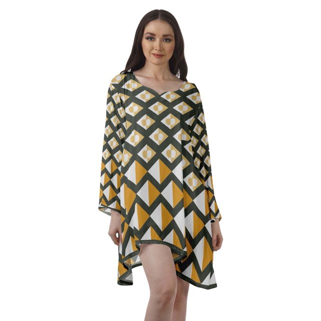 Moomaya Robe de Cocktail Imprimée à Manches Longues Tenues de Noël Robe Courte pour les Fêtes