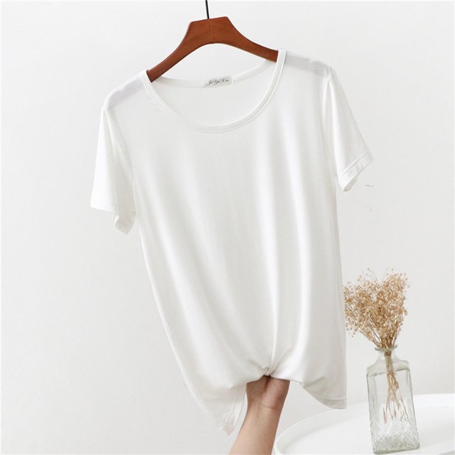 Weiqiqre T-Shirt à Col Rond pour Femme à Manches Courtes Ajusté T-Shirt Mince Uni Haut de Pyjama Pyjama à Manches Courtes