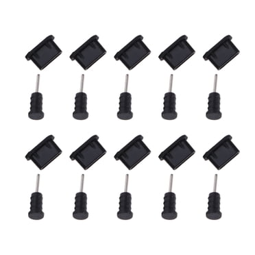 Miangastore 10 Pairs USB C Anti Dust Protective Cover Silicon Port Plug Cover(Black)