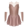 thumbnail image 3 of Raenseen Robe de Danse de Patinage Artistique Sans Manches pour Filles Enfants avec Strass, Justaucorps de Ballet et de Gymnastique avec Gants Rose Poudré 14, 3 of 7