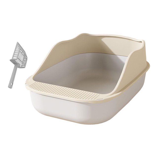 Bac à Litière pour Chaton, Bac à Litière Anti-Éclaboussures Durable, Bac à Litière pour Chat Détachable, Blanc
