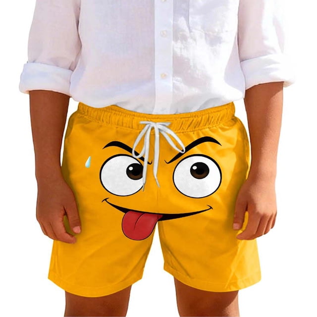 Swim Trunks for Boys Toddler Solid Color Cute Print Breathable Shorts with Pocket 1Pc
