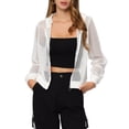 thumbnail image 1 of INSPIRE CHIC Ribbed Cuffs Jacket for Women Hoodie Mesh Bomber Jacket L White, 1 of 6
