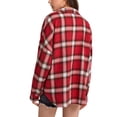 thumbnail image 4 of Women Plaid Flannel Shirt Jacket Button Down Lapel Long Sleeve Shirts Blouse Shacket Cardigan Coats Fall Spring Clothes, 4 of 7