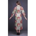 thumbnail image 4 of Bimba Light Grey Floral Leaves & Peony Bathrobes For Women Wrap Printed Bride Getting Ready Dress Robe For Girls XS, 4 of 5
