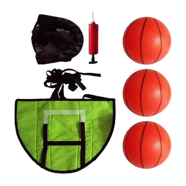 Wweixi Mini Panier de Basketball pour Trampoline pour Dunks de Basketball avec Ballons Extérieur Support 3 Pcs