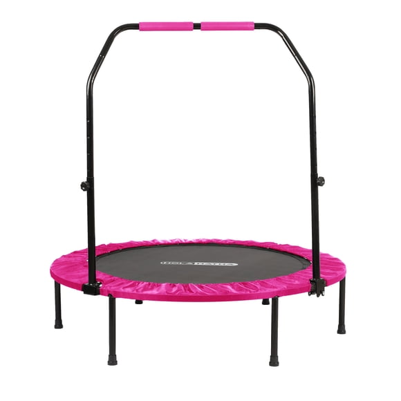 HolaHatha Mini-Trampoline Pliable avec Poignée Ajustable, 40 Pouces, Rose