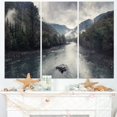 thumbnail image 2 of Designart - Rivière de Montagne avec Brouillard et Pluie - Oeuvre Moderne de Paysage Marin sur Toile, 2 of 4