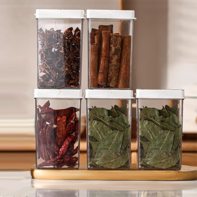 Organisateur D'Épices - Boîte de Rangement de Cuisine Transparente, Compartiment de Qualité Alimentaire, Ouverture D'Une Seule, Blanc, JKODE