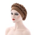 thumbnail image 1 of Fashion Women Beading Braid Hat Muslim Ruffle Cancer Wrap Cap Sleep Caps Satin Lined Hair Bonnets, 1 of 2
