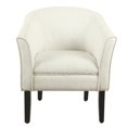 thumbnail image 2 of HomePop Transitional Wood and Fabric Barrel Accent Chair in White, 2 of 9