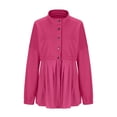 thumbnail image 4 of AherBiu Jackets for Women Button down Long Sleeve Ruched Patchwork Shirts Casual Loose Flowy Fall Outerwear, 4 of 7