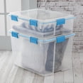 thumbnail image 3 of Sterilite 80-Qt Clear Plastic Stackable Storage Bin w/ Gasket Latch Lid, 16 Pack, 3 of 12