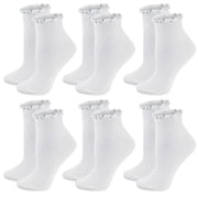 Lovzfmll Women's Ankle Socks 6-Pair Pack Knit Socks Breathable Cotton Casual Socks, Stretchy Comfort Soft Ruffle Dress Socks