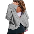 thumbnail image 1 of Timegard Womens Tops Drop Shoulder Backless Cutout Tops Fall Casual Loose Comfy Cropped Blouse Tee, 1 of 9