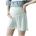 thumbnail image 2 of Limited Time Savings,Plus Size Solid Color Maternity Shorts,Comfortable, Wear-Proof, Stretchy Pants for Pregnant Women Summer Collection|100%Polyester,Green,Sopatenor, 2 of 7