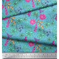thumbnail image 2 of Soimoi Georgette Viscose Fabric Leaves & Peony Floral Decor Fabric Printed Yard 42 Inch Wide, 2 of 3