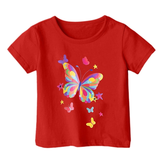 TZEWGL Hauts pour Tout-Petits Imprimé Graphique Col Rond Manches Courtes Amples Vêtements pour Bébés Taille 3-4T