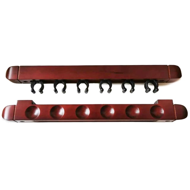 Bgsha Billiard Pool Cue Rack Wall Mount 6-Slot Hanging Snooker Stick Wooden RackHolder