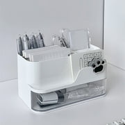 TOUMENY Large Capacity Desktop Organizer, Multifunctional Pen Holder Storage Box, Student Dormitory Office Desk Drawer Shelf