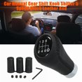 thumbnail image 1 of Car Manual Gear Shift Knob Shifter Black Leather Red Stitch 6 Speed Universal, 1 of 8