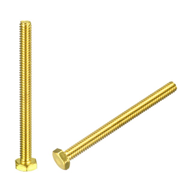 Unique Bargains Brass Hex Bolts, 1/4-20x3' 2 Pack Fully Thread Grade 4.8 Machine Screws