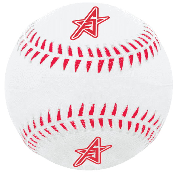 Future Stars Rubber PlaySafe Tee-Ball / Baseballs - White with Red Stitch Print - 3" diameter and 9" circumference - Indoor/Outdoor - Soft Rubber Core