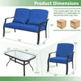 thumbnail image 3 of Costway Ensemble de Mobilier de Patio 2 Pcs Causeuse d'Extérieur Chaise Table Basse Siège Coussiné Bleu Marine, 3 of 7