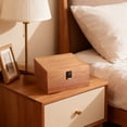 thumbnail image 3 of Material Storage Box Brown Wooden Storage Box with Flipping Cover and Latch for Home Office Organization,M(1PCS) JASKFLY, 3 of 8