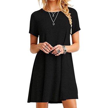 Robe T-Shirt Décontractée d'Été pour Femme, Ligne A, Évasée, Simple, Multicolore, Mini