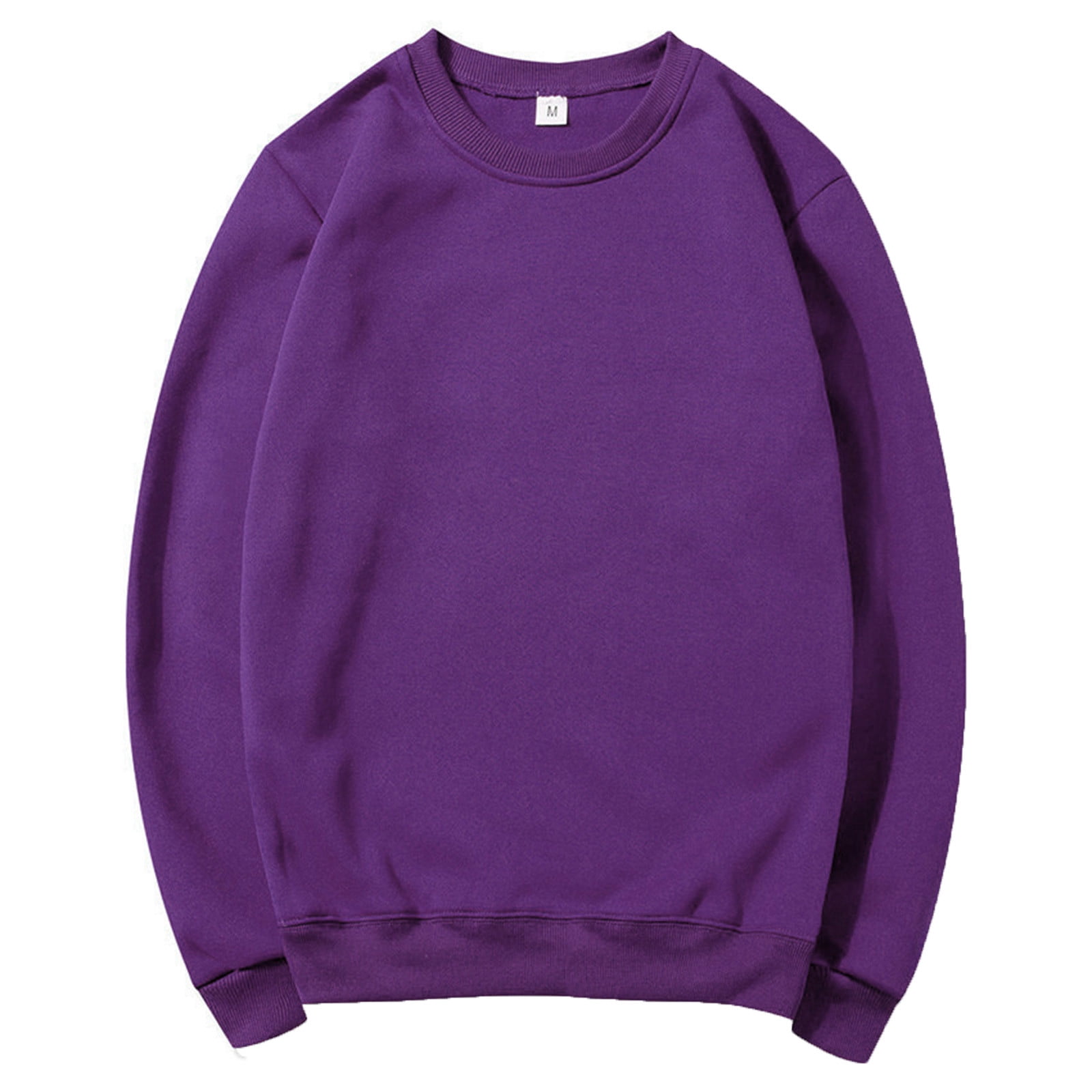 vdgthytj Men's Crewneck Sweatshirt Long Sleeve Basic Solid Color Shirts Fall Fleece Loose Pullover Streetwear
