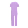 thumbnail image 4 of Grrvtrz Womens Scrubs Set Casual Workwear Drawstring Threaded Pant Legs 2PC, V Neck Stretch Scrub Top & Straight Leg Pants, 4 of 6