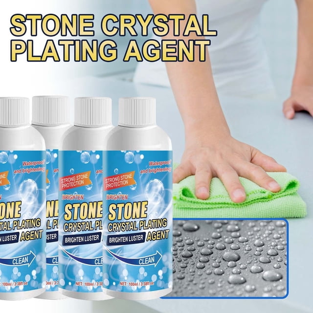 weibbin 4PC Stone Crystal Plating Agent Kitchen Quartz Stone Tile Countertop Scratch Repair Cleaning Stains Brightener 100ml