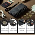 thumbnail image 4 of CaseMe Wallet Case Premium Handmade PU Leather Phone Case Card Slots Magnetic Closure Zipper Pocket Kickstand Flip Case with Hand Strap for iPhone 14 Pro (Black), 4 of 9