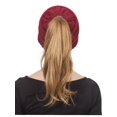 thumbnail image 1 of Gravity Threads Children's Pony Tail Thick Knit Beanie, Red, 1 of 2