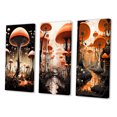 thumbnail image 3 of Designart "Retro Illustration Magical Red Mushrooms II" Abstract Landscape Wall Art Set Of 3 - Abstract Landscapes Orange Gallery Wall Set For Home Decor, 3 of 6
