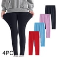 thumbnail image 1 of YUNAFFT Girls Stretchy Soft Leggings 3-12Y 4-Pack Lycra Spandex Pure Color Breathable Base Layer Pants, 1 of 9