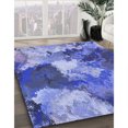 thumbnail image 3 of Ahgly Company Tapis d'Intérieur Lavable à la Machine, Carré, Transitionnel, Bleu, Tapis de Zone, 6 Pieds Carré, 3 of 7